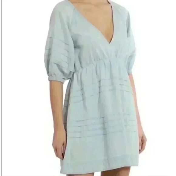 7 For All Mankind Denim Tie Back Babydoll Dress Size Small - Picture 1 of 9
